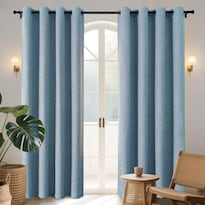 Cortinas Blackout Joydeco Burg 230 Cm De Alto 2 Paneles Azul Cielo - Venta Internacional.