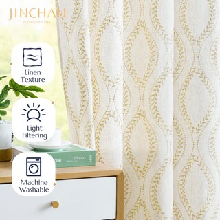 Foto 4 | Foto 4 | Cortinas Jinchan Mezcla De Lino Beige 244 Cm Ancho X 244 Cm Largo 2 Paneles - Venta Internacional.