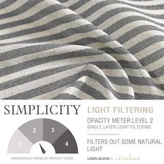 Foto 4 | Foto 4 | Cortinas Jinchan A Rayas De Mezcla De Lino 160x160 Cm 2 Paneles - Venta Internacional.