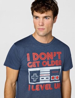 Foto 4 | Foto 4 | Camiseta Nintendo Leveling Up Para Hombre Azul Marino Talla L - Venta Internacional.