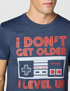 Foto 5 | Foto 5 | Camiseta Nintendo Leveling Up Para Hombre Azul Marino Talla L - Venta Internacional.