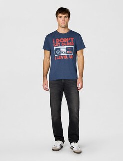 Foto 6 | Foto 6 | Camiseta Nintendo Leveling Up Para Hombre Azul Marino Talla L - Venta Internacional.