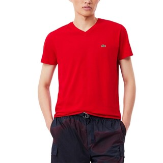 Foto 1 | Foto 1 | Camiseta Lacoste Para Hombre De Algodón Pima Manga Corta Con Cuello En V Roja - Venta Internacional.