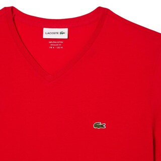 Foto 4 | Foto 4 | Camiseta Lacoste Para Hombre De Algodón Pima Manga Corta Con Cuello En V Roja - Venta Internacional.