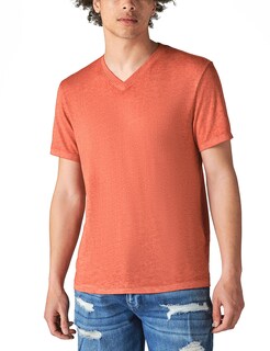 Foto 1 | Foto 1 | Camiseta Lucky Brand Venice Burnout Con Cuello En V Para Hombre - Roja - Venta Internacional.