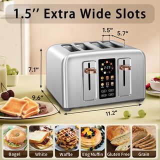 Foto 2 | Foto 2 | Tostadora Seedeem Para 4 Rebanadas De Acero Inoxidable 1800w Plateada Con Pantalla Lcd - Venta Internacional.