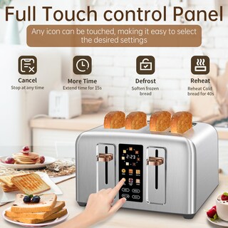 Foto 4 | Foto 4 | Tostadora Seedeem Para 4 Rebanadas De Acero Inoxidable 1800w Plateada Con Pantalla Lcd - Venta Internacional.