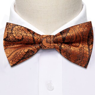 Foto 4 | Foto 4 | Conjunto De Corbata De Moño Barry.wang En Seda Negra Naranja Quemado Para Hombre - Venta Internacional.