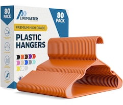 Perchas De Plástico Resistentes Lifemaster Para Ropa Paquete De 80 Naranja - Venta Internacional.