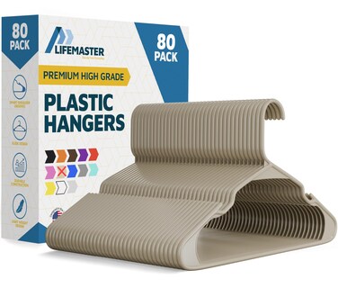 Foto 1 | Foto 1 | Perchas De Plástico Lifemaster Para Ropa Resistentes Color Marfil Paquete De 80 - Venta Internacional.