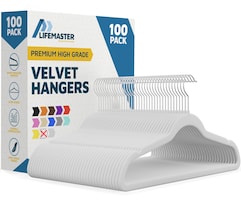 Perchas De Terciopelo Lifemaster Con Gancho Giratorio 360° Paquete De 100 - Venta Internacional.