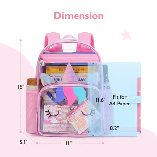 Foto 6 | Foto 6 | Mochila Transparente Mommore Unicornio Para Niños 4-8 Años Resistente Al Agua - Venta Internacional.