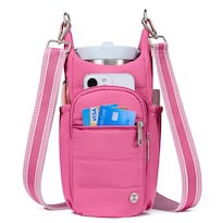 Bolso Telena Bandolera Portabotellas Rfid Rojo Rosado - Venta Internacional.