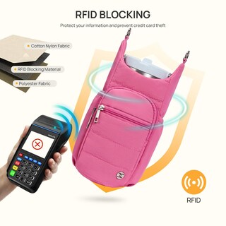 Foto 3 | Foto 3 | Bolso Telena Bandolera Portabotellas Rfid Rojo Rosado - Venta Internacional.