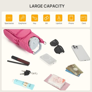 Foto 6 | Foto 6 | Bolso Telena Bandolera Portabotellas Rfid Rojo Rosado - Venta Internacional.