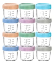 12 Frascos De Vidrio 4 Oz Recipientes Para Papillas De Bebé Modelo Rosa