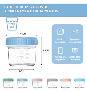 Foto 2 | Foto 2 | 12 Frascos De Vidrio 4 Oz Recipientes Para Papillas De Bebé Modelo Rosa