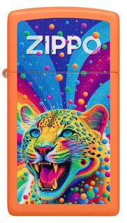 Foto 2 | Foto 2 | Encendedor De Bolsillo Zippo Diseño Leopardo Naranja Mate Delgado - Venta Internacional.