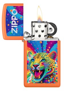 Foto 3 | Foto 3 | Encendedor De Bolsillo Zippo Diseño Leopardo Naranja Mate Delgado - Venta Internacional.