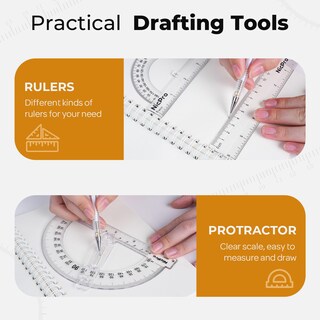 Foto 4 | Foto 4 | Juego De Geometría Nicpro 22 Piezas Con Estuche Compás Reglas Y Lápiz - Venta Internacional.