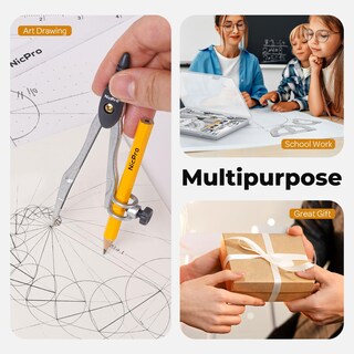 Foto 7 | Foto 7 | Juego De Geometría Nicpro 22 Piezas Con Estuche Compás Reglas Y Lápiz - Venta Internacional.