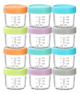 Foto 1 | Foto 1 | 2 Frascos De Vidrio 4 Oz Recipientes Para Papillas De Bebé Modelo Azul