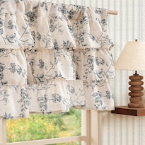 Cortina De Barral Jinchan Con Volantes Y Estampado Floral En Lino 45x45 Cm Azul - Venta Internacional.