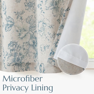 Foto 4 | Foto 4 | Cortina De Cenefa Jinchan Floral De Lino 42x110 Cm Azul Sobre Beige - Venta Internacional.