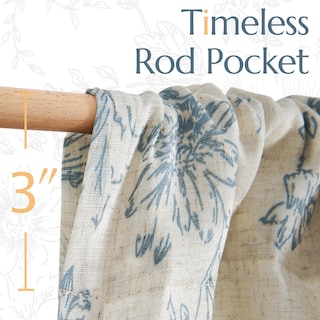 Foto 5 | Foto 5 | Cortina De Cenefa Jinchan Floral De Lino 42x110 Cm Azul Sobre Beige - Venta Internacional.