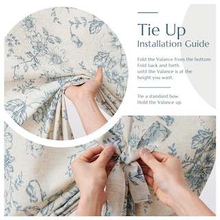 Foto 6 | Foto 6 | Cortina De Cenefa Jinchan Floral De Lino 42x110 Cm Azul Sobre Beige - Venta Internacional.