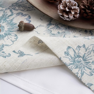 Foto 7 | Foto 7 | Cortina De Cenefa Jinchan Floral De Lino 42x110 Cm Azul Sobre Beige - Venta Internacional.