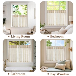 Foto 6 | Foto 6 | Cortinas Jinchan De Lino Con Pliegues Pinzados 66x76 Cm 2 Paneles Beige - Venta Internacional.