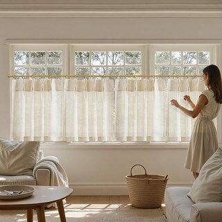 Foto 7 | Foto 7 | Cortinas Jinchan De Lino Con Pliegues Pinzados 66x76 Cm 2 Paneles Beige - Venta Internacional.