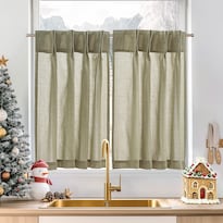 Cortinas De Lino Jinchan Con Pinzas Para Cocina 36 Cm 2 Paneles - Venta Internacional.