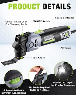 Foto 2 | Foto 2 | Multiherramienta Oscilante Workpro De 400 W Y 6 Velocidades Con Cable Y 22 Acc - Venta Internacional.