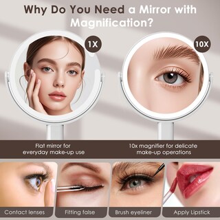 Foto 3 | Foto 3 | Espejo De Maquillaje Iluminado Recargable Con Aumento 1x/10x Y Luz Led - Venta Internacional.