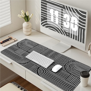 Foto 6 | Foto 6 | Tapete De Escritorio Icasso Negro Grande Para Ratón 90x40 Cm Antideslizante - Venta Internacional.