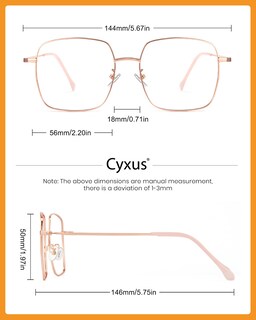 Foto 6 | Foto 6 | Gafas De Bloqueo De Luz Azul Cyxus Con Montura Metálica Retro Cuadrada - Venta Internacional.