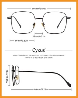 Foto 5 | Foto 5 | Gafas Retro Cuadradas Con Montura Metálica Cyxus Para Bloqueo De Luz Azul - Venta Internacional.