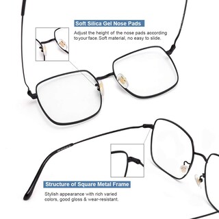 Foto 6 | Foto 6 | Gafas Retro Cuadradas Con Montura Metálica Cyxus Para Bloqueo De Luz Azul - Venta Internacional.