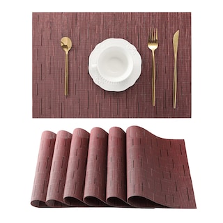 Foto 1 | Foto 1 | Juego De 6 Individualers Leetaltree Burdeos Resistentes Al Calor Y Antideslizantes - Venta Internacional.