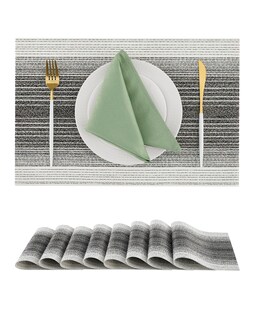 Foto 1 | Foto 1 | Set De 8 Individuales Leetaltree Negro Con Blanco Tejidos En Pvc - Venta Internacional.