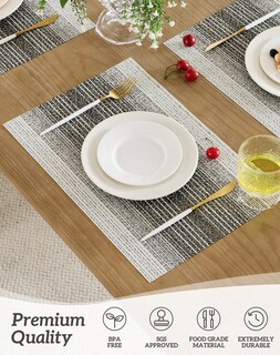 Foto 2 | Foto 2 | Set De 8 Individuales Leetaltree Negro Con Blanco Tejidos En Pvc - Venta Internacional.