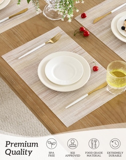 Foto 2 | Foto 2 | Set De Individuales Leetaltree Beige Acero Claro Con Amarillo X6 - Venta Internacional.