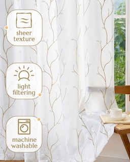 Foto 5 | Foto 5 | Cortinas Jinchan Bordadas Con Forro Largo De 244 Cm 2 Paneles - Venta Internacional.