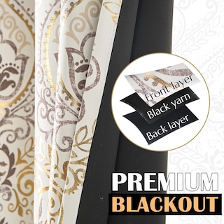 Foto 3 | Foto 3 | Cortinas Blackout Jinchan Foil Dorado Damasco 160x160cm 2 Paneles - Venta Internacional.