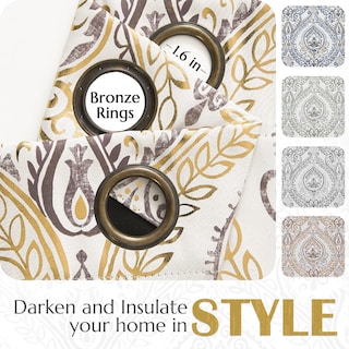 Foto 5 | Foto 5 | Cortinas Blackout Jinchan Foil Dorado Damasco 160x160cm 2 Paneles - Venta Internacional.