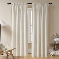 Cortinas Joydeco Beige Boho 183 Cm 2 Paneles Con Ojales - Venta Internacional.