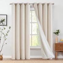 Cortinas Jinchan De Lino Con Forro 213 Cm De Largo Set De 2 Paneles Beige - Venta Internacional.