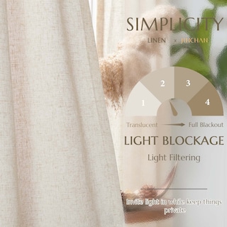 Foto 3 | Foto 3 | Cortinas Jinchan De Lino Con Forro 213 Cm De Largo Set De 2 Paneles Beige - Venta Internacional.